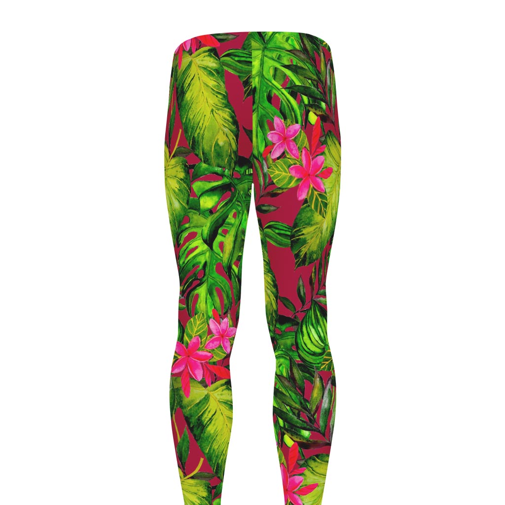 Pink Hawaiian Tropical Pattern Print Men's leggings