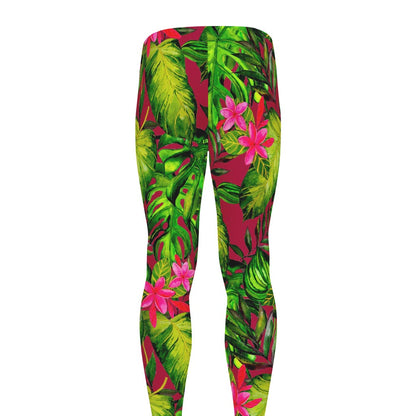 Pink Hawaiian Tropical Pattern Print Men's leggings
