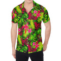 Pink Hawaiian Tropical Pattern Print Men's Shirt