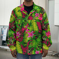 Pink Hawaiian Tropical Pattern Print Men's Shirt Jacket