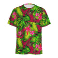 Pink Hawaiian Tropical Pattern Print Men's Athletic T-Shirt