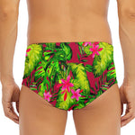 Pink Hawaiian Tropical Pattern Print Men's Triangle Swim Briefs