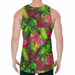 Pink Hawaiian Tropical Pattern Print Men's Velvet Tank Top