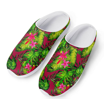 Pink Hawaiian Tropical Pattern Print Mesh Casual Shoes