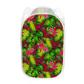 Pink Hawaiian Tropical Pattern Print Mesh Laundry Hamper