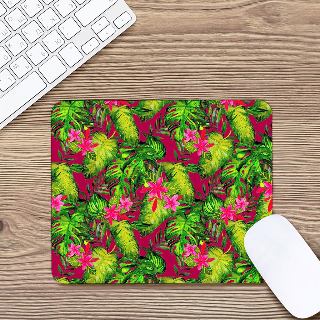Pink Hawaiian Tropical Pattern Print Mouse Pad