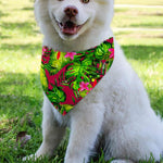 Pink Hawaiian Tropical Pattern Print Over The Collar Dog Bandana