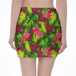 Pink Hawaiian Tropical Pattern Print Pencil Mini Skirt