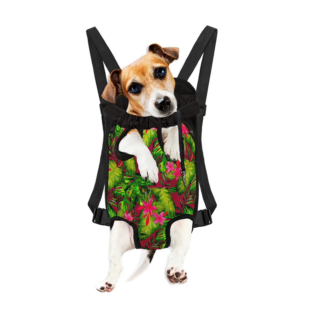 Pink Hawaiian Tropical Pattern Print Pet Carrier Backpack