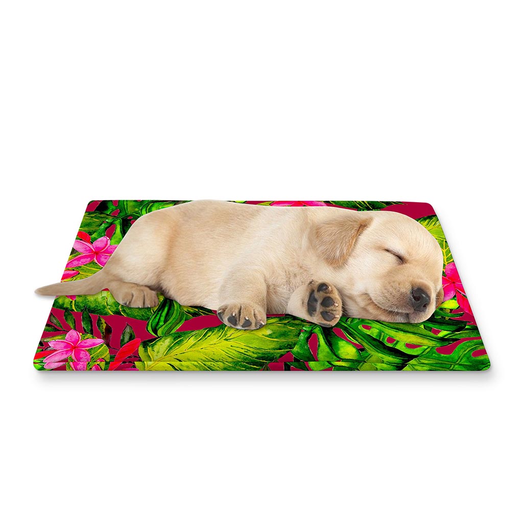 Pink Hawaiian Tropical Pattern Print Pet Cooling Mat Cover