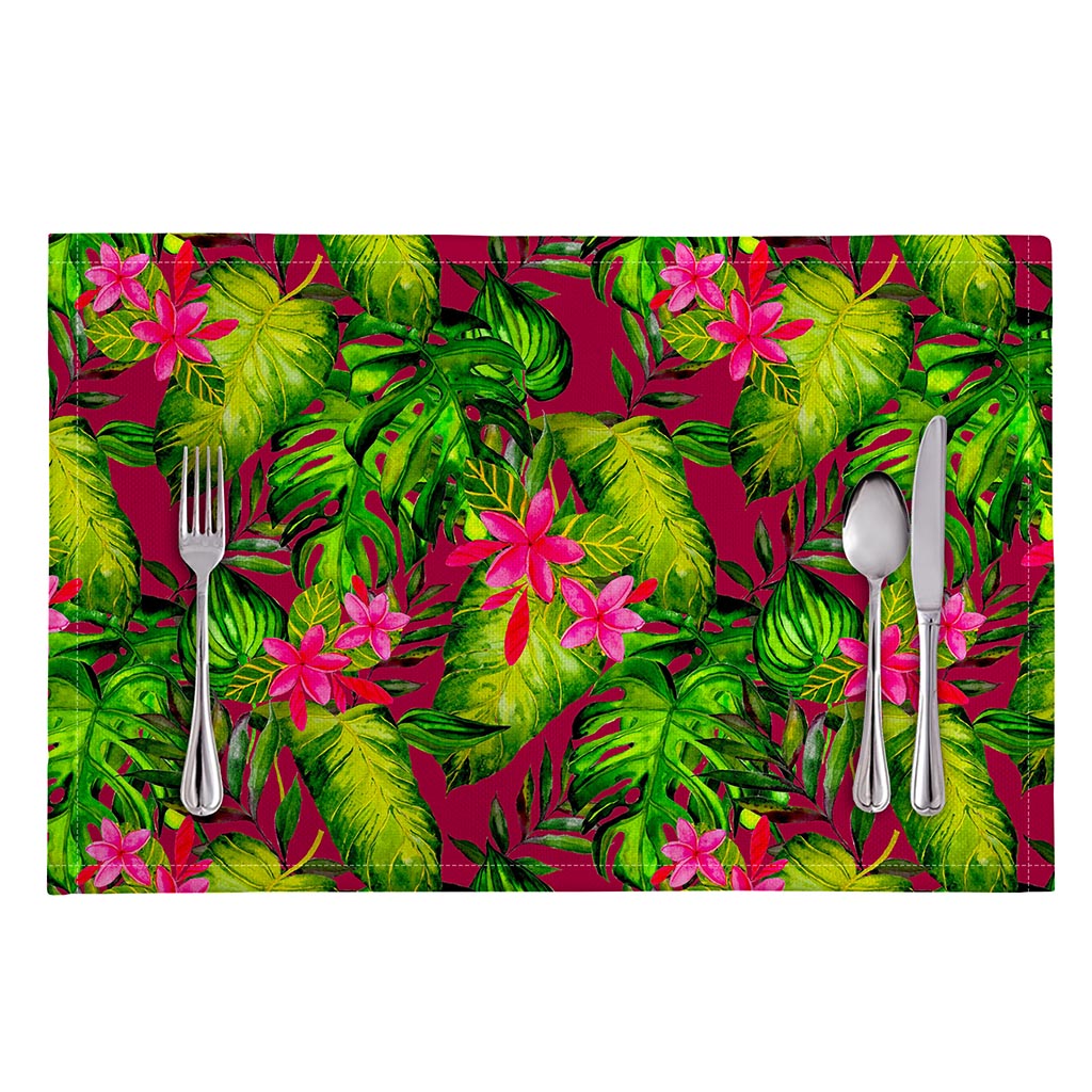 Pink Hawaiian Tropical Pattern Print Placemat