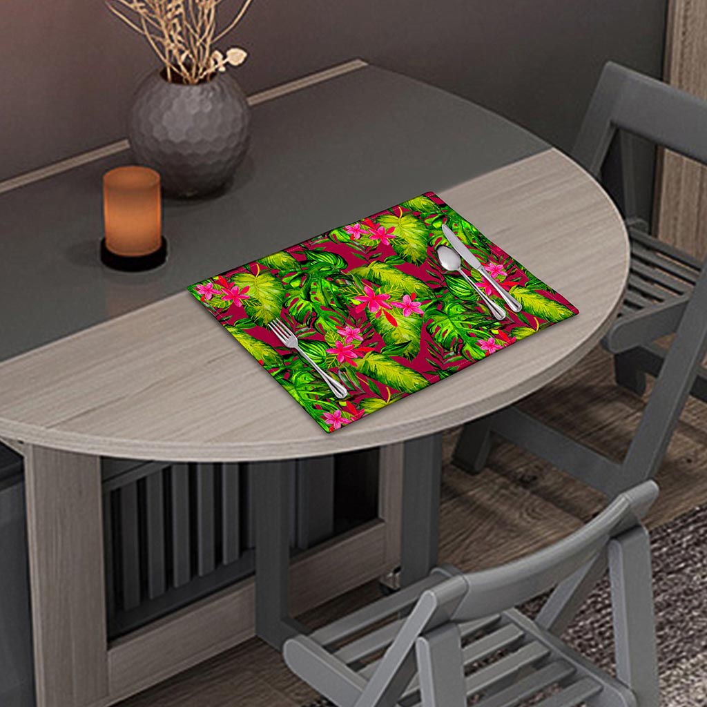 Pink Hawaiian Tropical Pattern Print Placemat