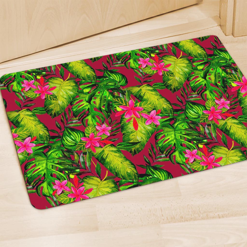 Pink Hawaiian Tropical Pattern Print Polyester Doormat