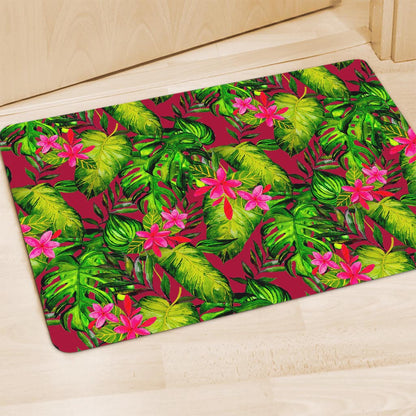 Pink Hawaiian Tropical Pattern Print Polyester Doormat