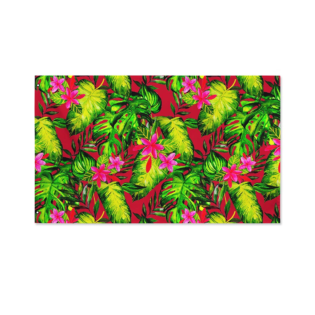 Pink Hawaiian Tropical Pattern Print Polyester Flag