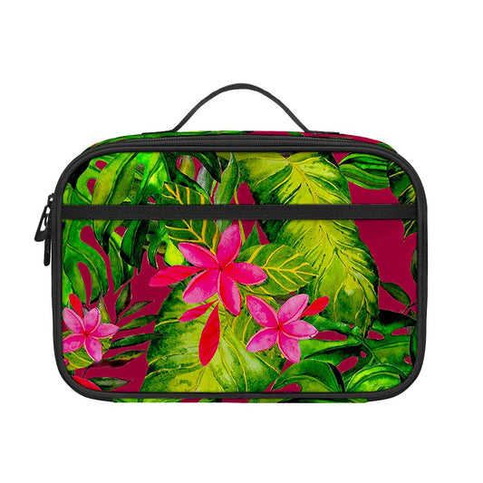 Pink Hawaiian Tropical Pattern Print Portable Lunch Bag