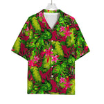 Pink Hawaiian Tropical Pattern Print Rayon Hawaiian Shirt