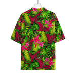 Pink Hawaiian Tropical Pattern Print Rayon Hawaiian Shirt