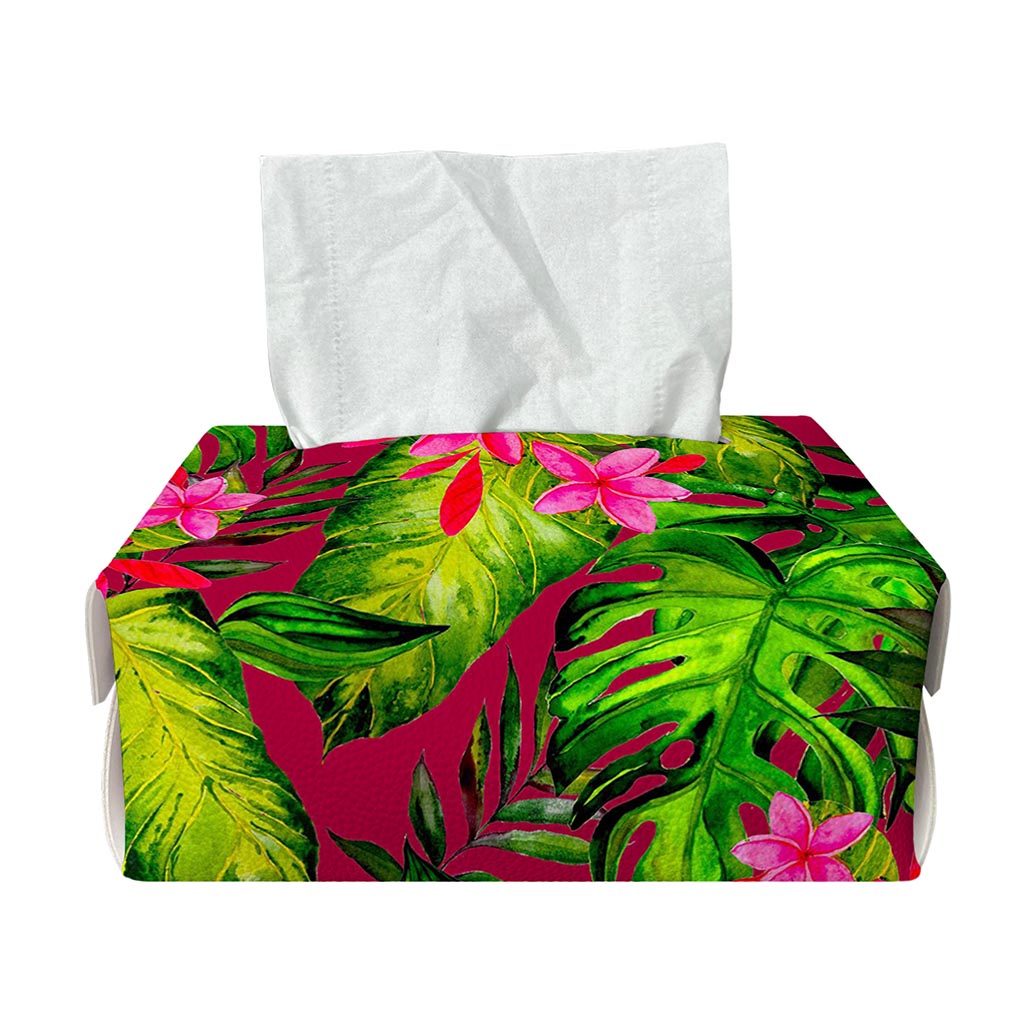 Pink Hawaiian Tropical Pattern Print Rectangle Tissue Box Cover