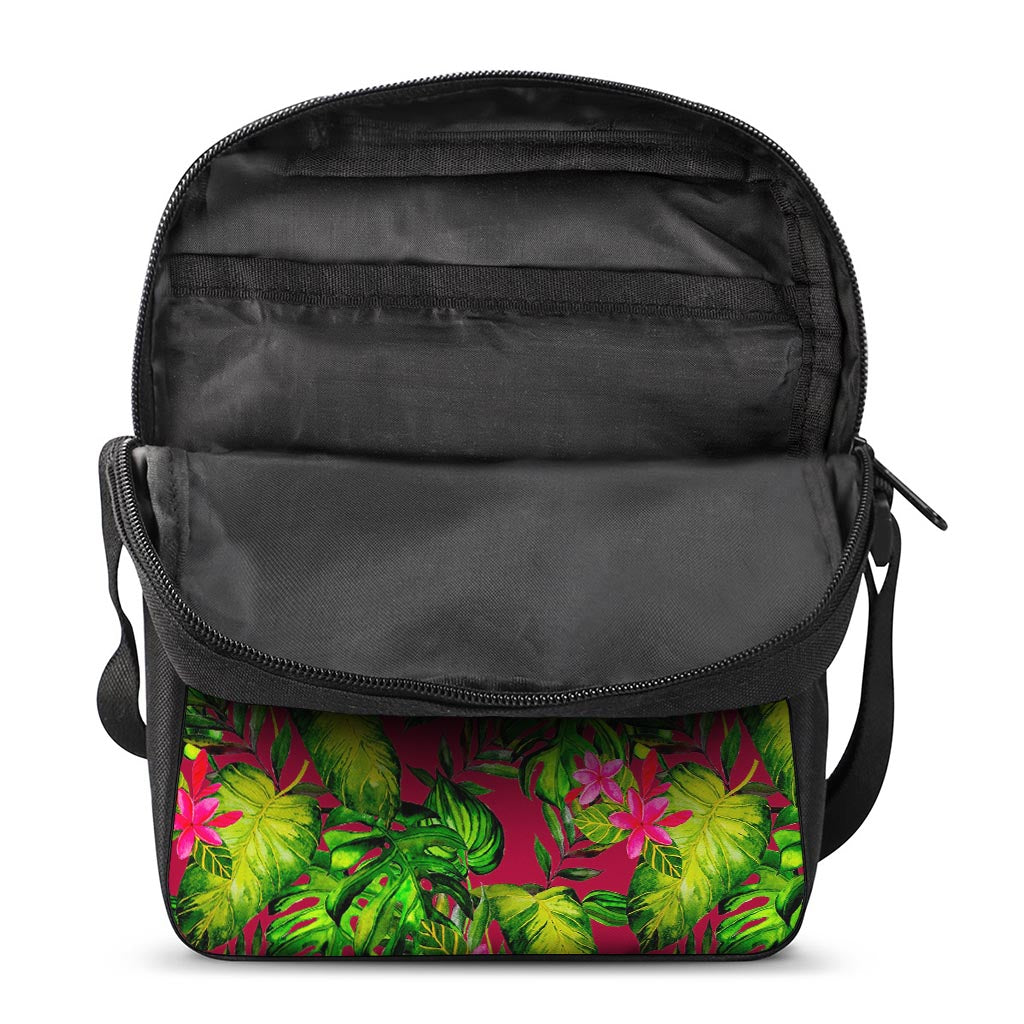 Pink Hawaiian Tropical Pattern Print Rectangular Crossbody Bag