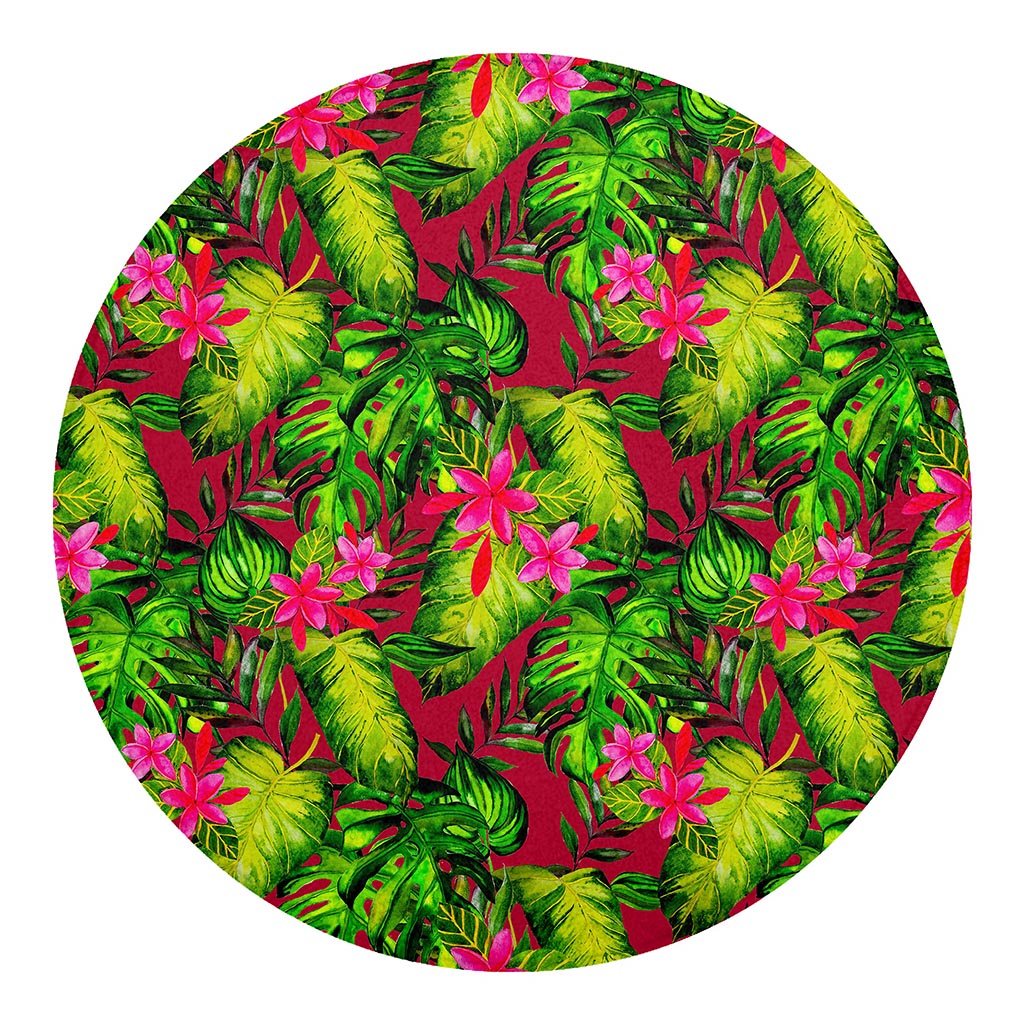 Pink Hawaiian Tropical Pattern Print Round Blanket