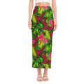 Pink Hawaiian Tropical Pattern Print Side Slit Maxi Skirt