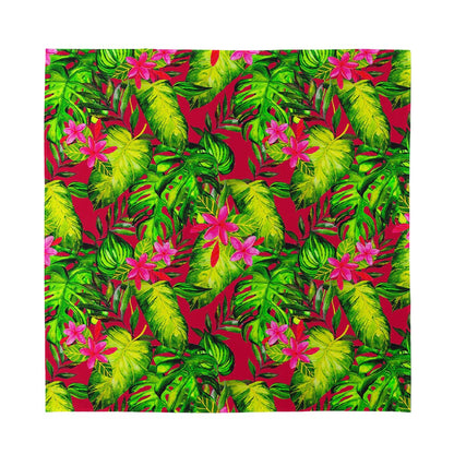 Pink Hawaiian Tropical Pattern Print Silk Bandana