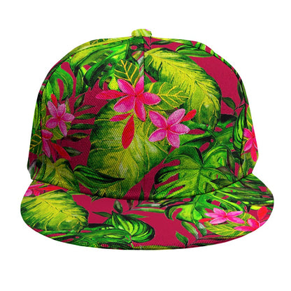 Pink Hawaiian Tropical Pattern Print Snapback Cap