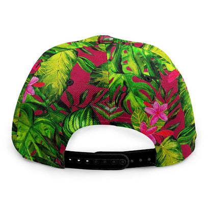 Pink Hawaiian Tropical Pattern Print Snapback Cap