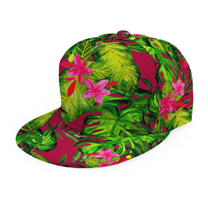 Pink Hawaiian Tropical Pattern Print Snapback Cap