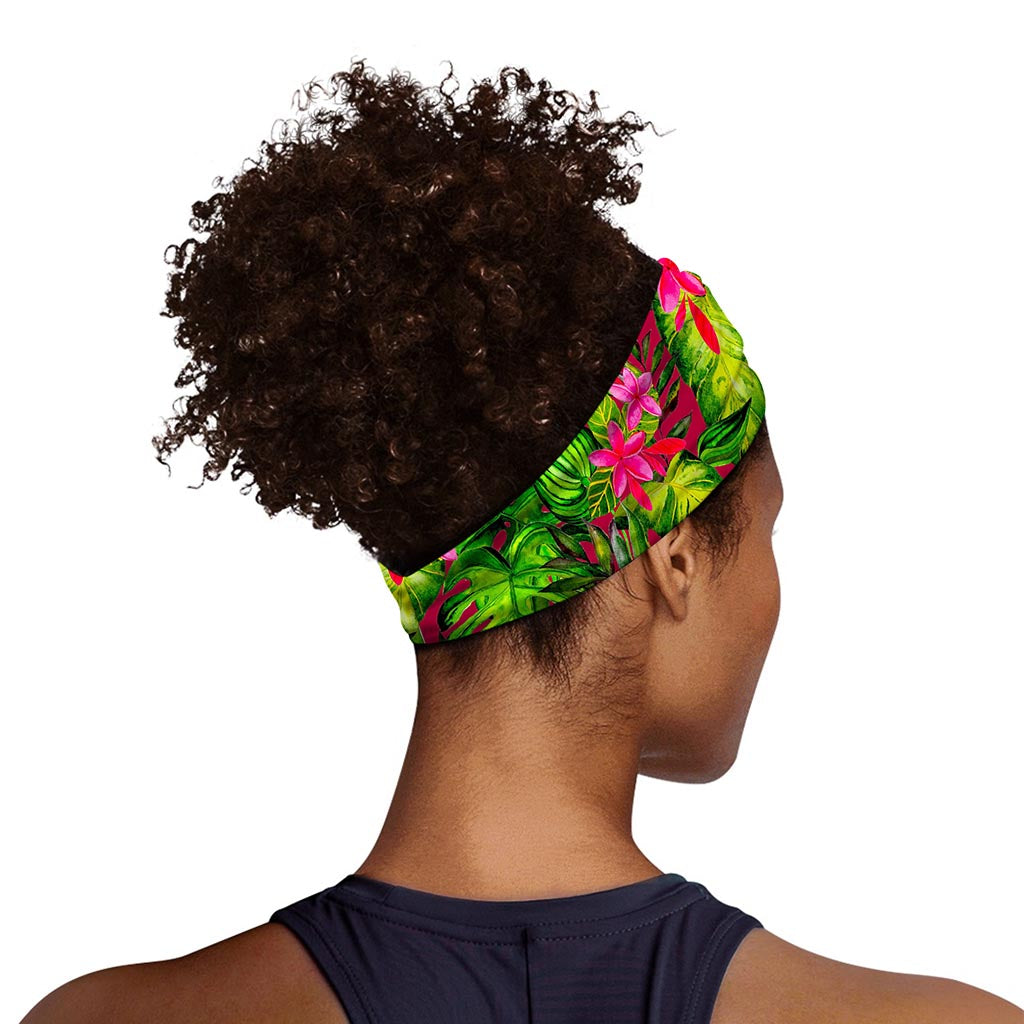 Pink Hawaiian Tropical Pattern Print Sports Headband
