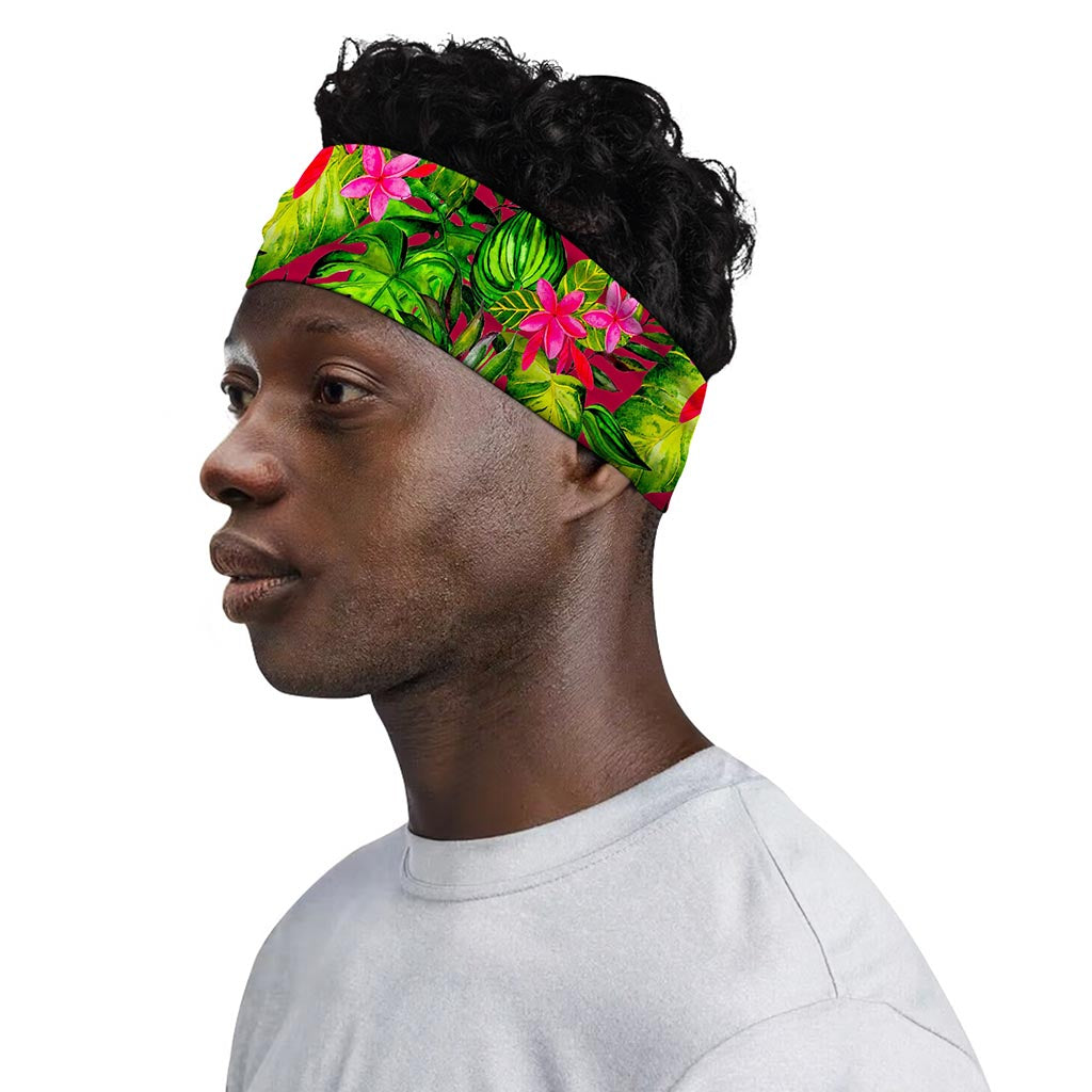 Pink Hawaiian Tropical Pattern Print Sports Headband