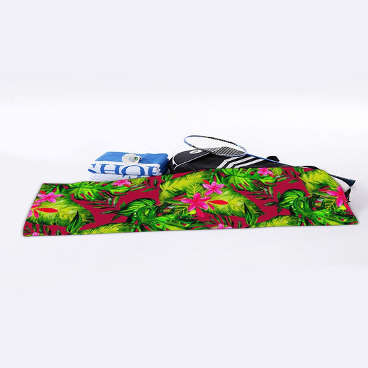 Pink Hawaiian Tropical Pattern Print Sports Towel