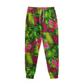 Pink Hawaiian Tropical Pattern Print Sweatpants