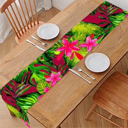 Pink Hawaiian Tropical Pattern Print Table Runner