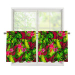 Pink Hawaiian Tropical Pattern Print Tier Curtains