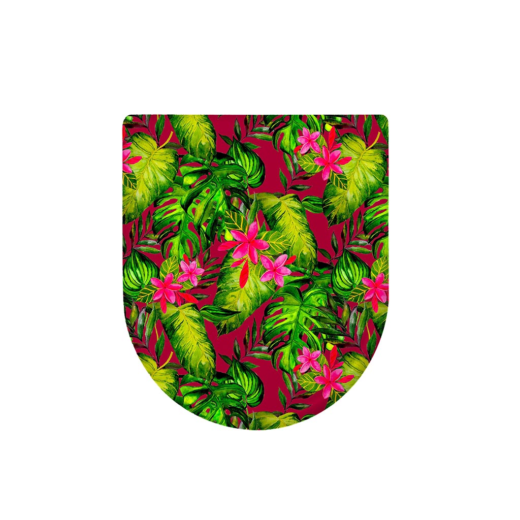 Pink Hawaiian Tropical Pattern Print Toilet Lid Cover