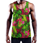 Pink Hawaiian Tropical Pattern Print Training Tank Top