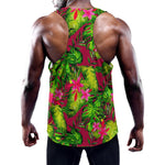Pink Hawaiian Tropical Pattern Print Training Tank Top
