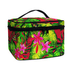 Pink Hawaiian Tropical Pattern Print Travel Makeup Bag