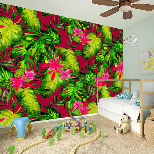 Pink Hawaiian Tropical Pattern Print Wall Sticker
