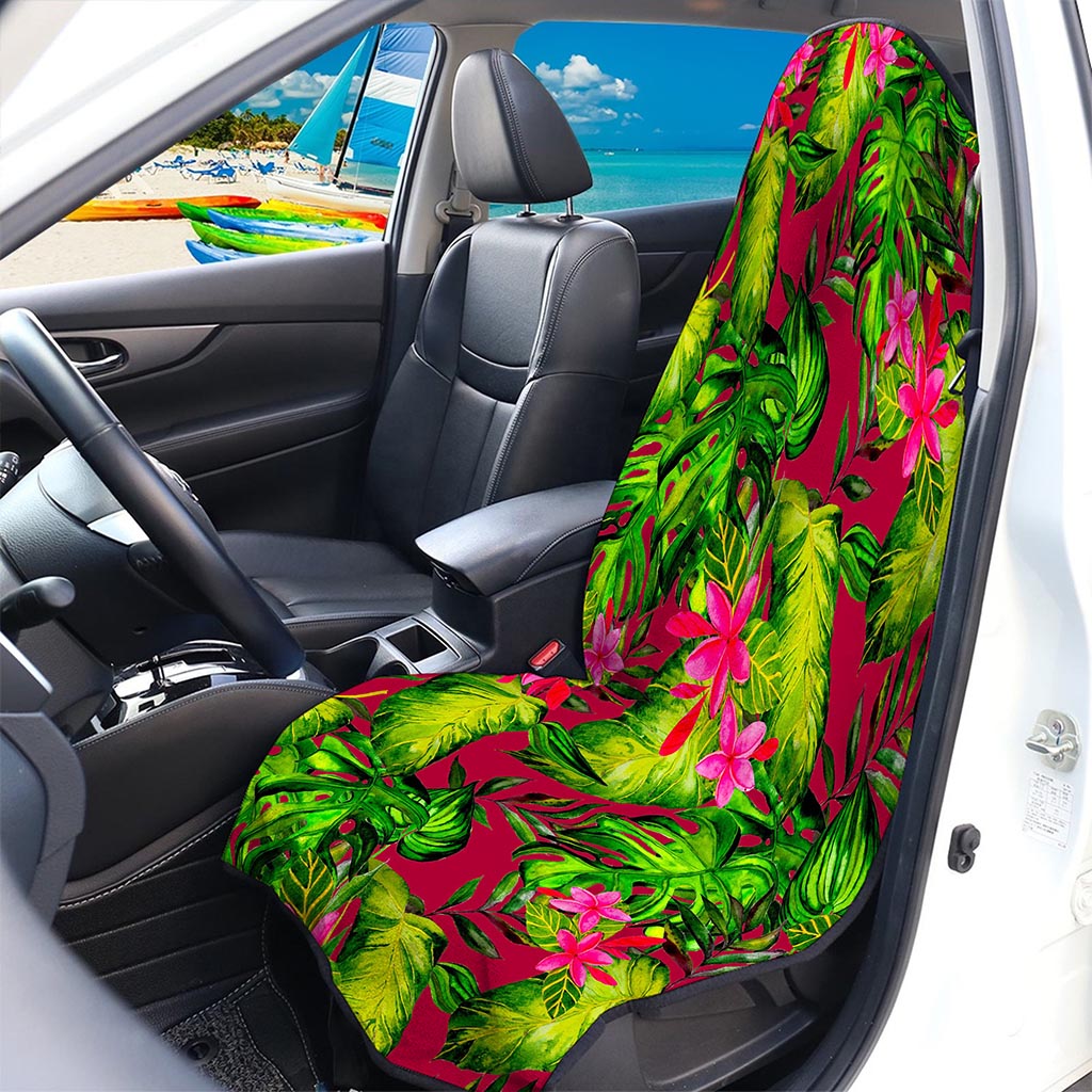 Pink Hawaiian Tropical Pattern Print Waterproof Car Seat Cover
