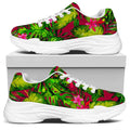 Pink Hawaiian Tropical Pattern Print White Chunky Shoes