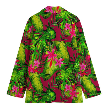 Pink Hawaiian Tropical Pattern Print Women's Blazer