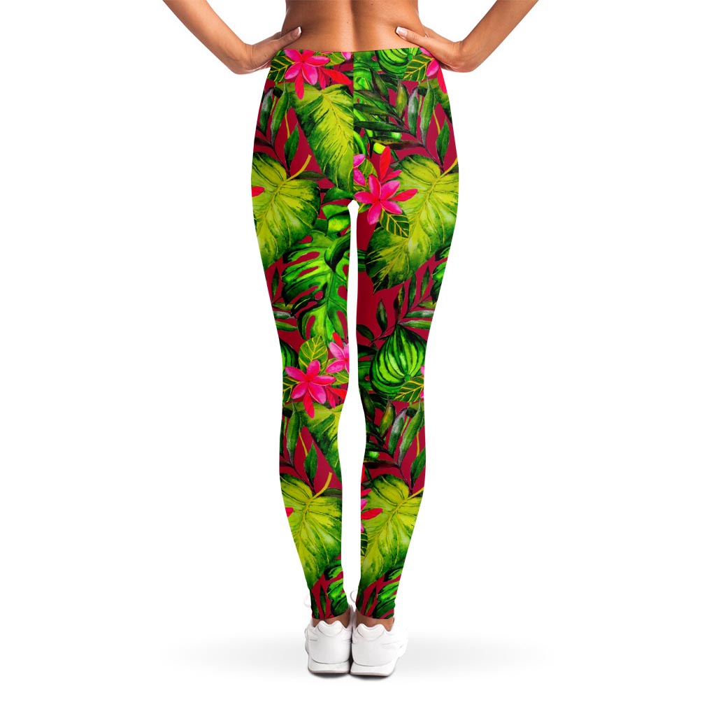 Pink Hawaiian Tropical Pattern Print Women's Leggings