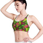 Pink Hawaiian Tropical Pattern Print Women's Sports Bra