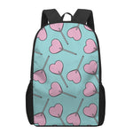 Pink Heart Lollipop Pattern Print 17 Inch Backpack