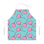 Pink Heart Lollipop Pattern Print Adjustable Apron