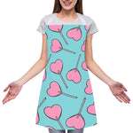 Pink Heart Lollipop Pattern Print Adjustable Apron