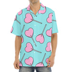 Pink Heart Lollipop Pattern Print Aloha Shirt